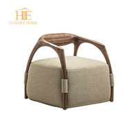 Fauteuil d'appoint en bois massif pour salon, fauteuil lounge moderne en cuir noir, aucun avis pour le moment