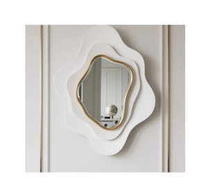 Espejo Decorativo con Diseño de Flor Dorada, Estilo Art Deco, Espejo de Pared para Baño - Product Image 1