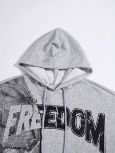 Sweat à capuche personnalisé pour homme, imprimé, en tissu polaire polyester/coton, respirant, confortable, couleur personnalisée, logo OEM - Product Image 2