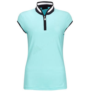 Polo de Jersey de algodón con logotipo personalizado impreso que absorbe la humedad para mujer, Polo ajustado sin mangas con botón, venta al por mayor - Product Image 1