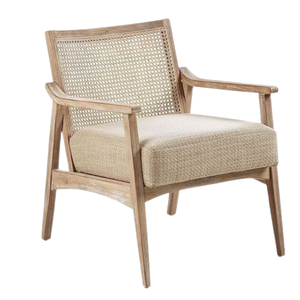 Chaise de salle à manger en teck moderne et minimaliste faite à la main, style japonais avec rotin massif pour meubles de maison, salons et cafés - Product Image 1