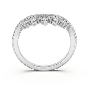 Banda de boda de media eternidad única de corte redondo para mujer - Product Image 4