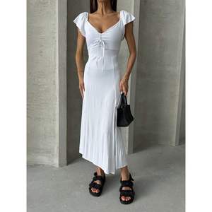 Robe en Viscose Blanche Topshow, Style Décontracté, Design Uni, Vente en Gros - Product Image 3