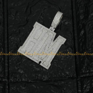 Pendentif personnalisé de votre choix avec notre nouveau pendentif lettre Hip Hop design en argent sterling 925 et diamants Moissanite - Product Image 3