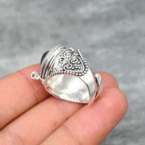 Labradorite Pill Box Ring Adjustable 925 Sterling Silver Gemstone Jewelry Secret Message Box Ring - Product Image 6
