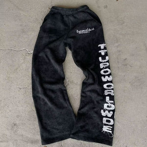Pantalon de survêtement en molleton brodé personnalisé pour homme, taille élastique avec cordon de serrage, coupe évasée avec bande latérale, tenue décontractée pour l'automne - Product Image 4