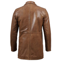 2024 luxe hommes en peau de mouton Blazer personnalisé haute qualité respirant en peau de mouton Long manteau en cuir personnalisé Plaid pardessus