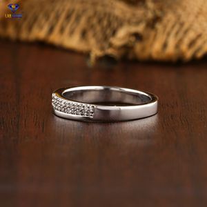 0.24 TDW Bague en diamant rond pour femme taille brillante or blanc 18 carats diamant non certifié Cvd/Hpht bijoux en diamant - Product Image 3