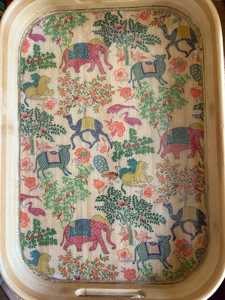 Plateau de service artisanal en bois Art Déco avec travail Meena pour la maison, la cuisine, la table à manger, organisateur décoratif utilitaire - Product Image 4