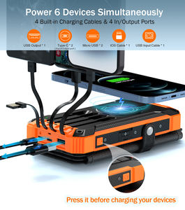 Batterie solaire 16000mAh, 5 panneaux, chargeur de téléphone sans fil, étanche, charge rapide, lampe LED de camping, fonction <span class=keywords><strong>SOS</strong></span>, urgence - Product Image 5