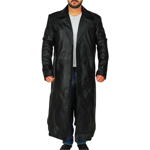 Manteau en cuir à manches longues pour hommes avec logo brodé sur mesure/Manteau en cuir du meilleur matériau pour hommes à prix abordable - Product Image 1