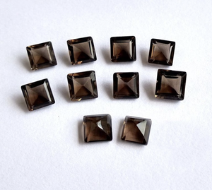 Cuarzo ahumado natural al por mayor forma cuadrada suelta corte escalonado marrón facetado precio de fábrica certificado GIA para la fabricación de joyas - Product Image 1