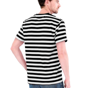 Camisa a rayas blancas y negras para hombre, camiseta básica informal de manga corta de algodón, camiseta para adultos de Halloween, ropa diaria de moda de verano - Product Image 2