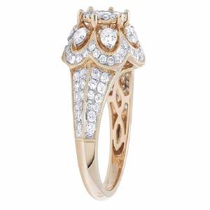 แหวนเพชรโมอิสสีโรสโกลด์ทรงกลมลายดอกไม้สวยงามสำหรับเป็นของขวัญผู้หญิง - Product Image 2