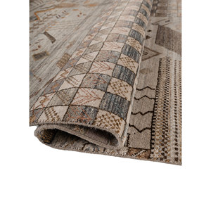 Tapis Manchaha grande surface noué à la main en laine et soie, motif géométrique gris et noir pour usage domestique, salon, couloir - Modèle Lws-05 - Product Image 2