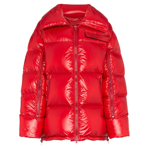 2024 Zip Up Nuevo diseño Impresión recortada Abrigos de gran tamaño con logotipo personalizado Color sólido Chaquetas deportivas para mujer Chaqueta acolchada de pato - Product Image 2