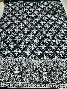 Premium Quality Embroidered Faux Georgette <b>Fabric</b> with Heavy Printed and Woven Patterns Ideal for Dress Making Available - Product Image 3