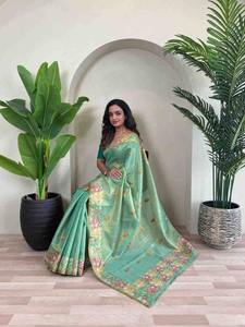 Colección directa del fabricante de saris bordados de seda de tejido Ropa de fiesta Premium con piezas de blusa sin costuras para el verano - Product Image 4