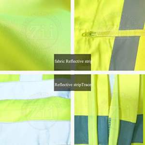 Men's Lightweight Cotton Hi-Vis Reflective FR ARC2 Rated <b>Waterproof</b> Plus Size Customizable <b>Work</b> Coveralls - Product Image 3