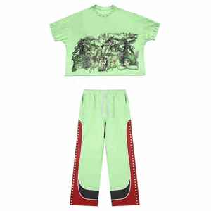 Conjunto de Camiseta y Pantalón Deportivo de Algodón con Estampado Personalizado OEM para Hombre y Mujer, Conjunto Coordinado Suave y Transpirable para un Estilo Diario - Product Image 6