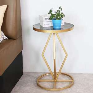 Fer de table d'appoint en métal de qualité supérieure avec marbre arrondi taille personnalisée style unique pour une utilisation à domicile hôtel. - Product Image 4