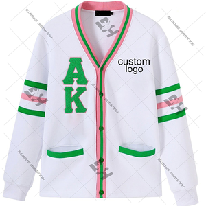 Wholesale Custom Embroidery Logo Soft Cozy 100%Cotton Greek Letter Knit <b>Cardigan</b> Alpha 1908 Sorority Sweater for <b>Woman</b> Knitwear - Product Image 2