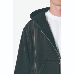 Sweat-shirt vintage de haute qualité personnalisé avec poche kangourou, épaules tombantes, coupe ample, lourd, multi-zippé, pour homme - Product Image 2