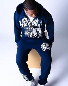 Ensemble de survêtement en coton de haute qualité personnalisé pour hommes, sweat-shirt à capuche et pantalon de jogging, survêtement de luxe surdimensionné, pantalon de survêtement unisexe, ensemble de sweat-shirt à capuche - Product Image 3