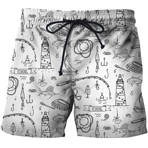 Shorts de plage décontractés pour hommes, à séchage rapide, respirants, en élasthanne/polyester, avec cordon de serrage, pour le volley-ball, la plage, la pêche - Product Image 5