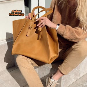 Sac fourre-tout en cuir pour femmes sac de travail en cuir de vachette véritable sac à main dames nouveau sac à bandoulière fille dame collège sac à main - Product Image 2