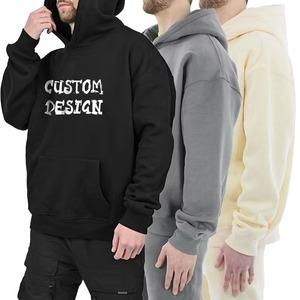 Venta al por mayor Streetwear Heavyweight Hoodie Basics algodón mezclado personalizado bordado Puff impresión Plain hombres hoodies - Product Image 5