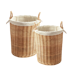 Premium Large Capacity HANDWOVEN RATTAN BASKET with Handles Cotton Liner <b>Hamper</b> Basket <b>Laundry</b> Organizer Home Decor - Product Image 1