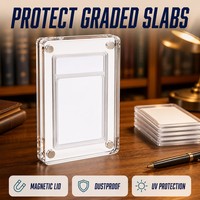 Boîte de présentation en acrylique sur mesure pour cartes gradées, vente en gros, avec fermeture magnétique