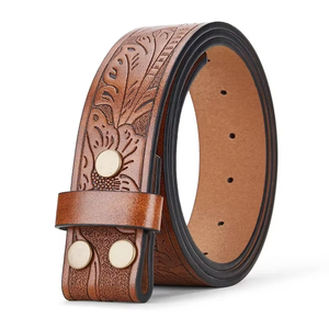 Ceinture en cuir fantaisie personnalisée OEM, style western, design cowboy, boucle en alliage de taureau, ceinture pour hommes et femmes, logo personnalisé, ceintures en cuir de vache - Product Image 3