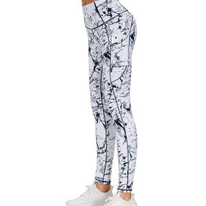 Pantalon de yoga et de sport pour femme, taille haute, à carreaux, respirant, écologique, en Spandex/Nylon, longueur intégrale, avec fermeture élastique à la taille et antidérapant - Product Image 4