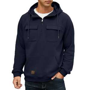 Sudadera con Capucha Negra Personalizada de Alta Calidad, Nueva Colección 2026, Sudadera con Media Cremallera para Hombre, Estilo Deportivo, Algodón de 350 g/m² - Product Image 6