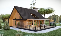 Maison préfabriquée élégante à 3 étages, cabane moderne en forme de A - la maison triangulaire à ossature complète, villa en acier léger