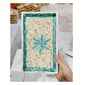 Plateau de service en nacre de haute qualité, écologique, artisanal, plateau de service en nacre avec motif de coquillages incrustés - Product Image 6