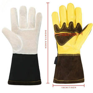 Haute qualité robuste 14 pouces résistant à la chaleur en cuir de vache fendu longs gants de soudage de travail de sécurité pour soudeur - Product Image 6