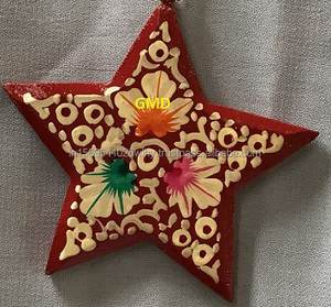Kashmir Paper Mache Indoor Christmas Decorations <b>Stars</b> Shape Ornament - Product Image 2