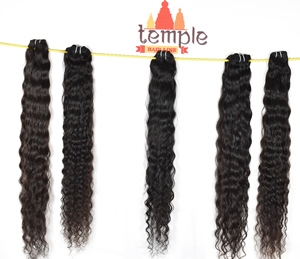 Extensions de cheveux humains Temple Virgin Indian 100% naturelles, non traitées, en gros, cuticules alignées, double trame machine, ondulation profonde - Product Image 5