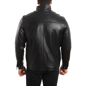 Veste en cuir slim unie pour homme, style urbain, col montant, séchage rapide et respirante, service OEM, vente chaude - Product Image 2