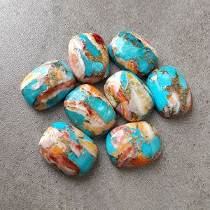 Calidad AAA, ostra espinosa Natural, turquesa, forma de rectángulo, cabujón, parte posterior plana, calibrado, piedras preciosas al por mayor, todos los tamaños disponibles - Product Image 5