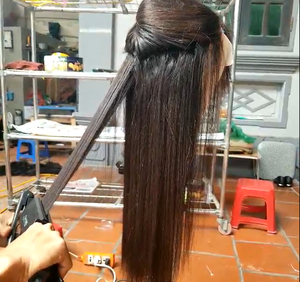 วิกผมยาวปิดลูกไม้5x5 HD ผมตรงกระดูกของผู้หญิงลูกไม้สวิสโปร่งใสสีธรรมชาติยาวสั้นสีดำแบบเวียดนาม - Product Image 5