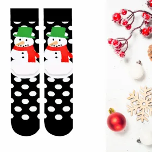 Chaussettes unisexes à motif bonhomme de neige de Noël, respirantes, en nylon tricoté, taille unique, jetables pour usage quotidien, pour diabétiques, avec logo personnalisé - Product Image 1