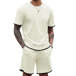 2024 conjunto de traje para hombre de alta calidad personalizado 250gsm 100% algodón pesado hombres camisa y conjunto corto 2 piezas conjunto de ropa deportiva para hombres - Product Image 1