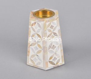 Quemador de incienso con Incrustaciones de nácar de lujo con cono de recorte geométrico y soporte Bakhoor para aromaterapia y decoración - Product Image 1
