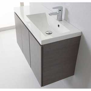 Mobile da Bagno Moderno in Acciaio e Legno, Design Italiano, 90cm, Grigio, per Casa, Palestra, Hotel - Product Image 2