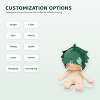 Poupée en peluche personnalisée de 10 cm, verte, avec cheveux, figurine mignonne, mini-figurine en peluche, conception OEM ODM pour cadeaux en gros