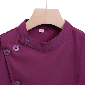 Ensembles d'uniformes de gommage médical bordeaux-Pantalon de veste de gommage à manches longues pour le personnel médical des infirmières 65% polyester 35% coton - Product Image 3